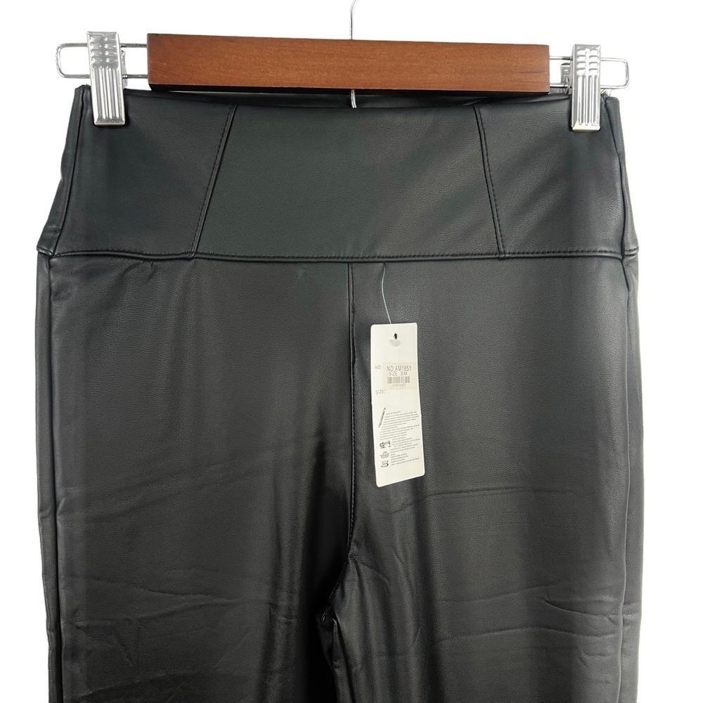 az, FAUX LEATHER BLACK LEGGINGS, NEW WITH TAGS - Picture 3 of 7